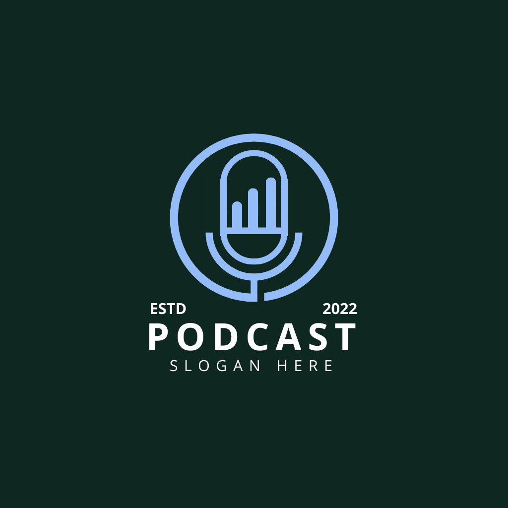 Podcast Emblem Logo Šablona návrhu