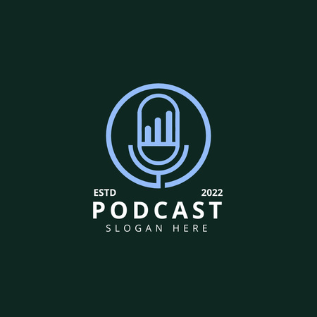 Plantilla de diseño de Podcast Emblem Logo 