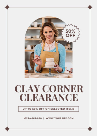 Ceramics Sale Ad Layout with Photo Flayer Design Template