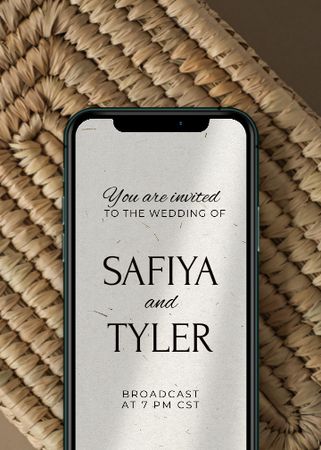 Wedding Day Announcement on Phone Screen Invitation Design Template