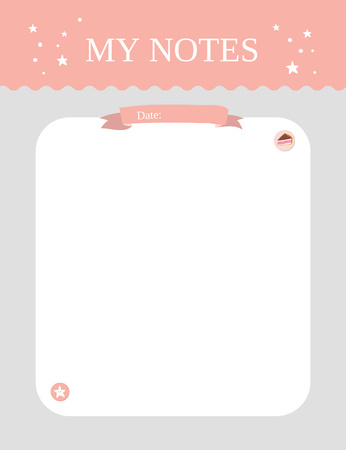 Ontwerpsjabloon van Notepad 107x139mm van Pink Scheduler And Notes with Little Stars