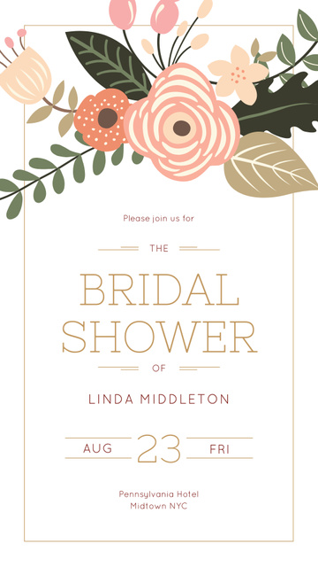 Bridal Shower in Frame with bright flowers Instagram Story tervezősablon