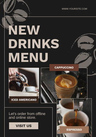 Collage of New Drinks Menu Poster Design Template