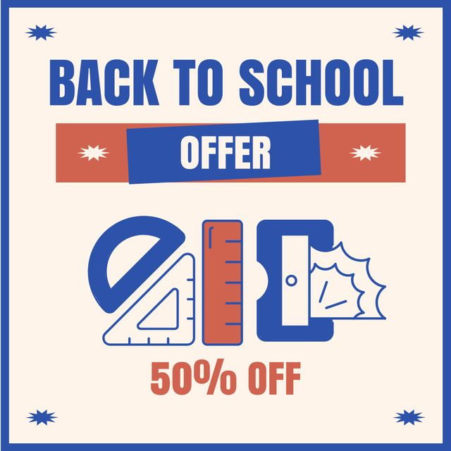 Back to School Offer with School Stationery Instagram Design Template