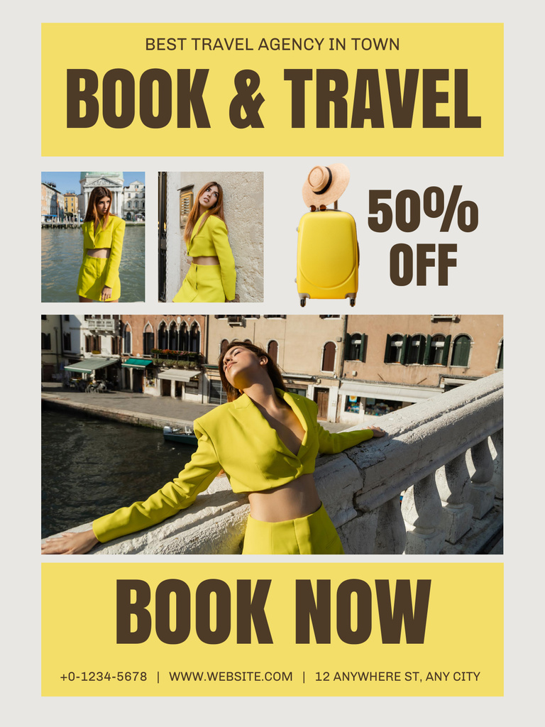 Sale Offer by Travel Agency with Collage of Cityscapes Poster US – шаблон для дизайну