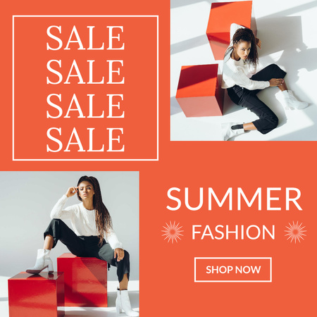 Summer Fashion Sale Announcement Instagram Πρότυπο σχεδίασης