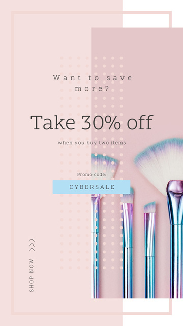 Plantilla de diseño de Cyber Monday Sale Makeup brushes set Instagram Story 