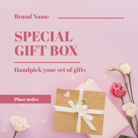Designvorlage geschenk-box angebot rosa für Instagram