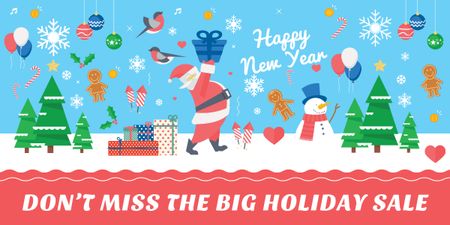 New Year Sale Offer with Holiday Items Image Design Template