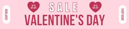 Valentin-napi kiárusítási hirdetmény rózsaszín szívekkel Ebay Store Billboard tervezősablon