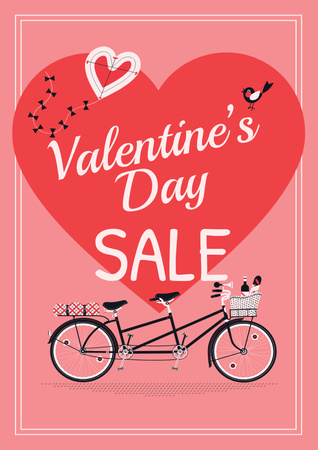 Template di design Valentine's day sale with Romantic bike Poster