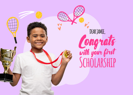 Scholarship Congratulation with Smiling Pupil Postcard 5x7in Design Template