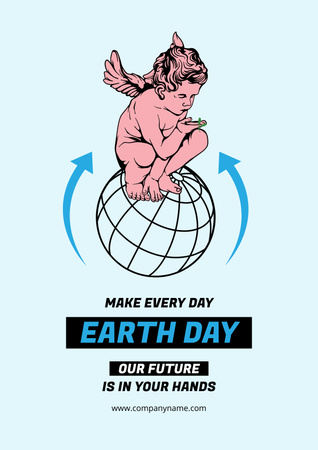 Ontwerpsjabloon van Poster van Wereld Aarde Dag Aankondiging met Engel op Planeet