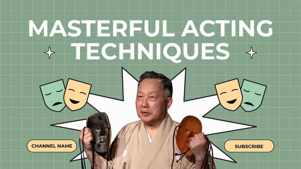 Designvorlage Offer of Training in Masterful Acting Techniques für Youtube Thumbnail