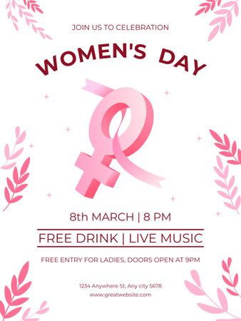International Women's Day Party Announcement Poster US Design Template