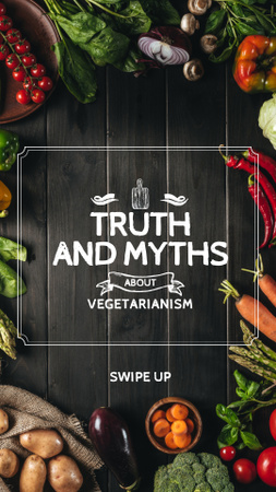 Vegetarian Food Vegetables on Wooden Table Instagram Story Design Template