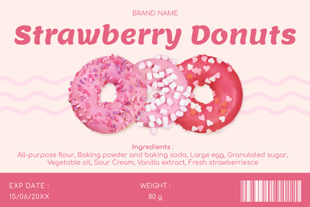 Platilla de diseño Strawberry Donuts Retail Label