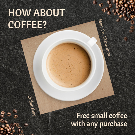 Cozy Coffee Shop Promotion With Phrase And Cup Instagram Design Template
