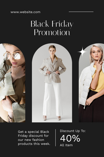Black Friday Fashion Promotion Pinterest Design Template