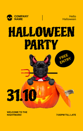 Halloween Party Announcement with Funny Dog Invitation 4.6x7.2in Design Template