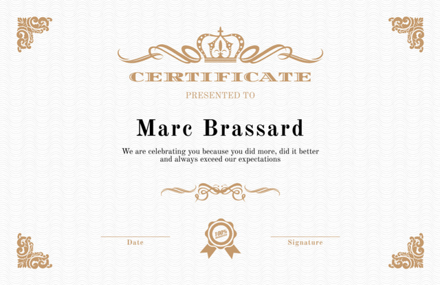 Award of Achievements with Crown Certificate 5.5x8.5in Design Template