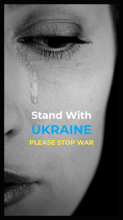 Stand With Ukraine with Face of Young Woman Instagram Story Design Template