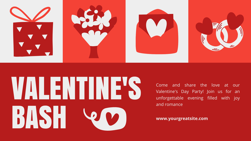 Valentine's Day Bash Sale FB event cover Design Template
