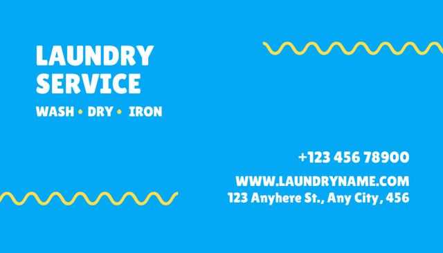 Designvorlage Laundry Service Offer on Blue für Business Card US