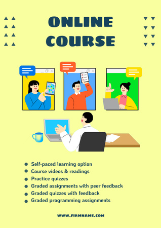 Online Courses Ad Poster A3 Design Template