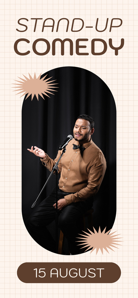 Ad of Stand-up Comedy Show with Man on Stage Snapchat Geofilter Modelo de Design