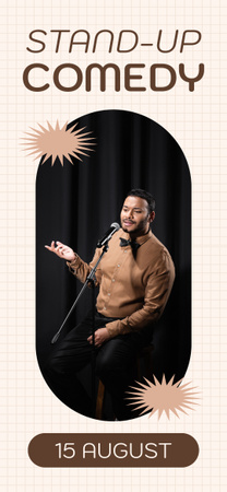 男性がステージに立つスタンドアップ コメディ ショーの広告 Snapchat Geofilterデザインテンプレート
