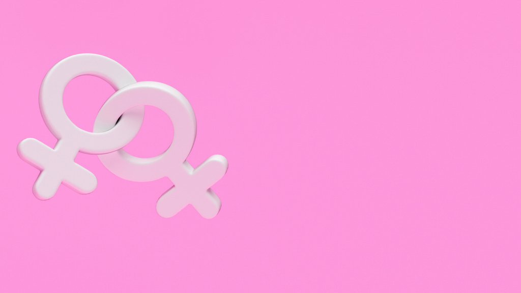 Ontwerpsjabloon van Zoom Background van Lesbian Visibility Week with Advertisement with 3D Venus Sign
