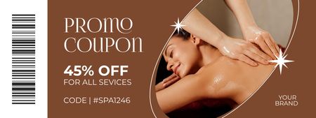 Wellness Studio Advertisement with Woman Getting Body Massage Coupon Design Template