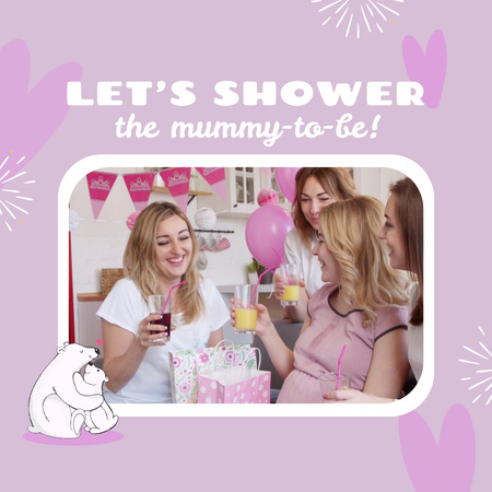 Baby Shower Regards With Friends And Drinks Animated Post Design Template