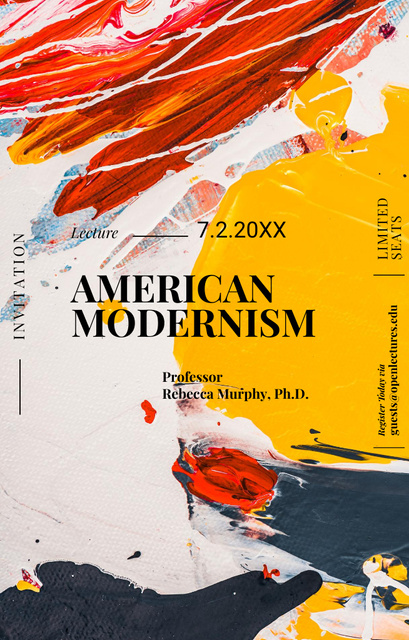 Essential Lecture From Professor About American Modernism Art Invitation 4.6x7.2in – шаблон для дизайна