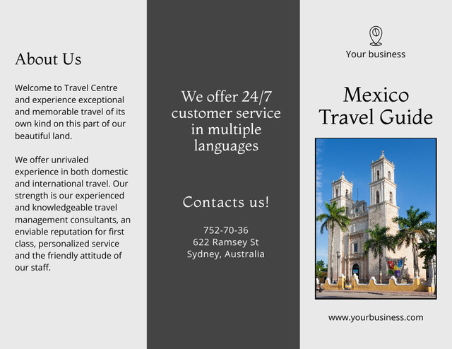 Travel Tour to Mexico Brochure 8.5x11in Modelo de Design