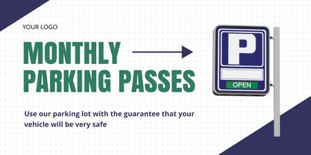 Monthly Safe Parking Passes for Cars Twitter Design Template