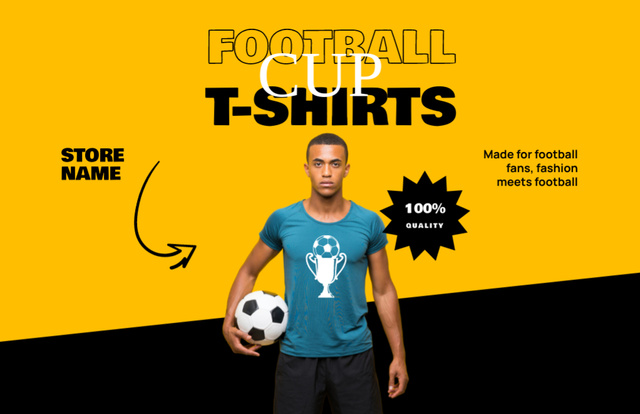 Szablon projektu Football Team Cloth Sale with Football Player on Yellow Flyer 5.5x8.5in Horizontal
