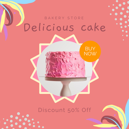 Offer Discounts on Cakes in Bakery Instagram Design Template