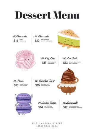 Desserts with funny faces Menu Design Template