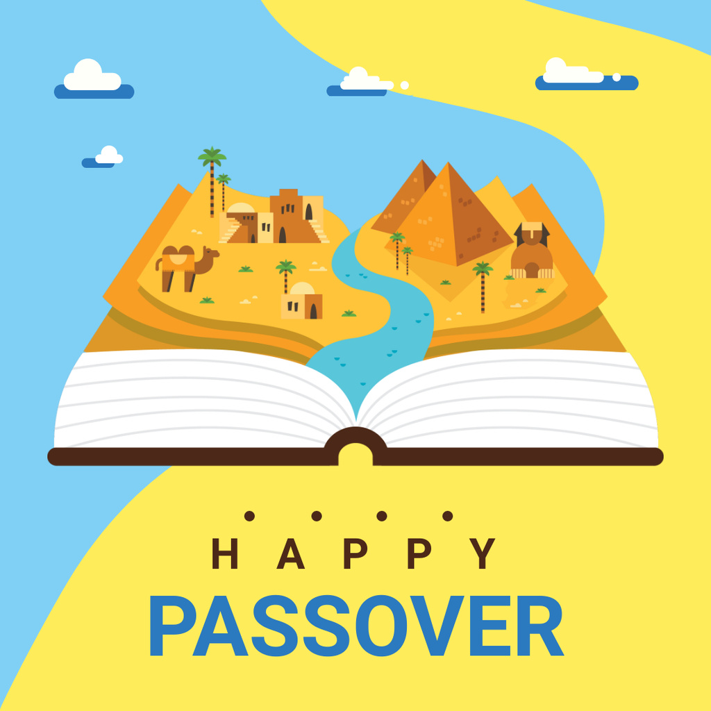 Modèle de visuel History of Passover Holiday And Wishing Happiness - Instagram