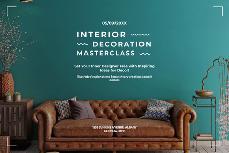 Interior Design Masterclass Announcement Poster 24x36in Horizontal Design Template