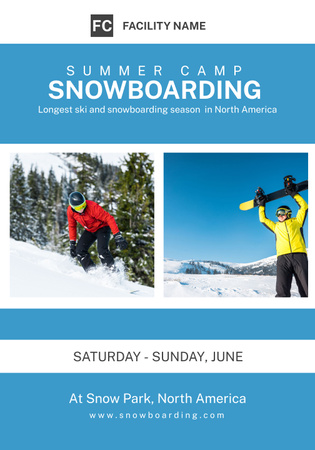 Snowboard Camp Invitation Poster 28x40in Design Template