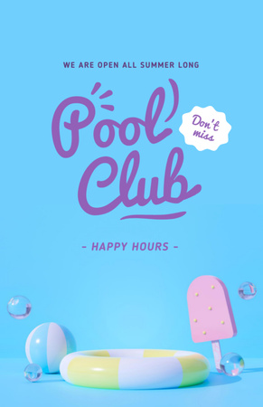 Designvorlage Ad of Pool Club with Happy Hours für Flyer 5.5x8.5in