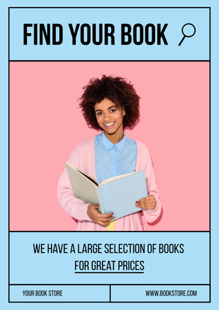 Plantilla de diseño de Offer of Books Selection with Woman Reading Poster 