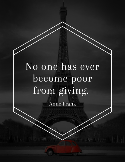 Modèle de visuel Quote about Charity with Eiffel Tower - Flyer 8.5x11in