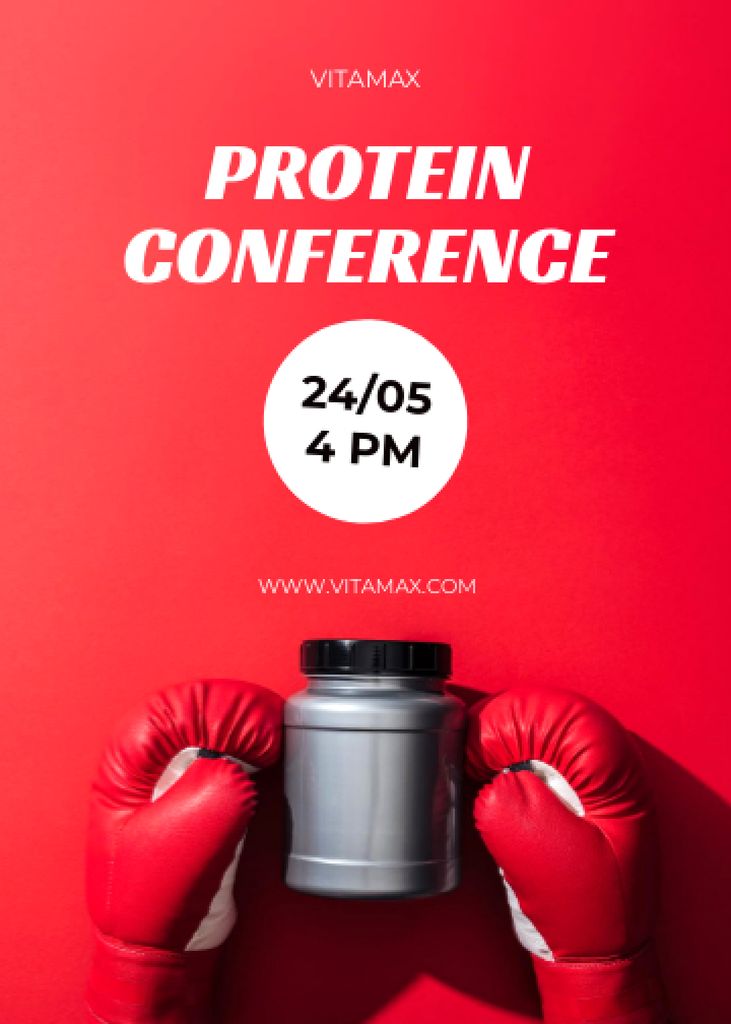 Educational Raw Protein Conference Announcement In Red Invitation Design Template