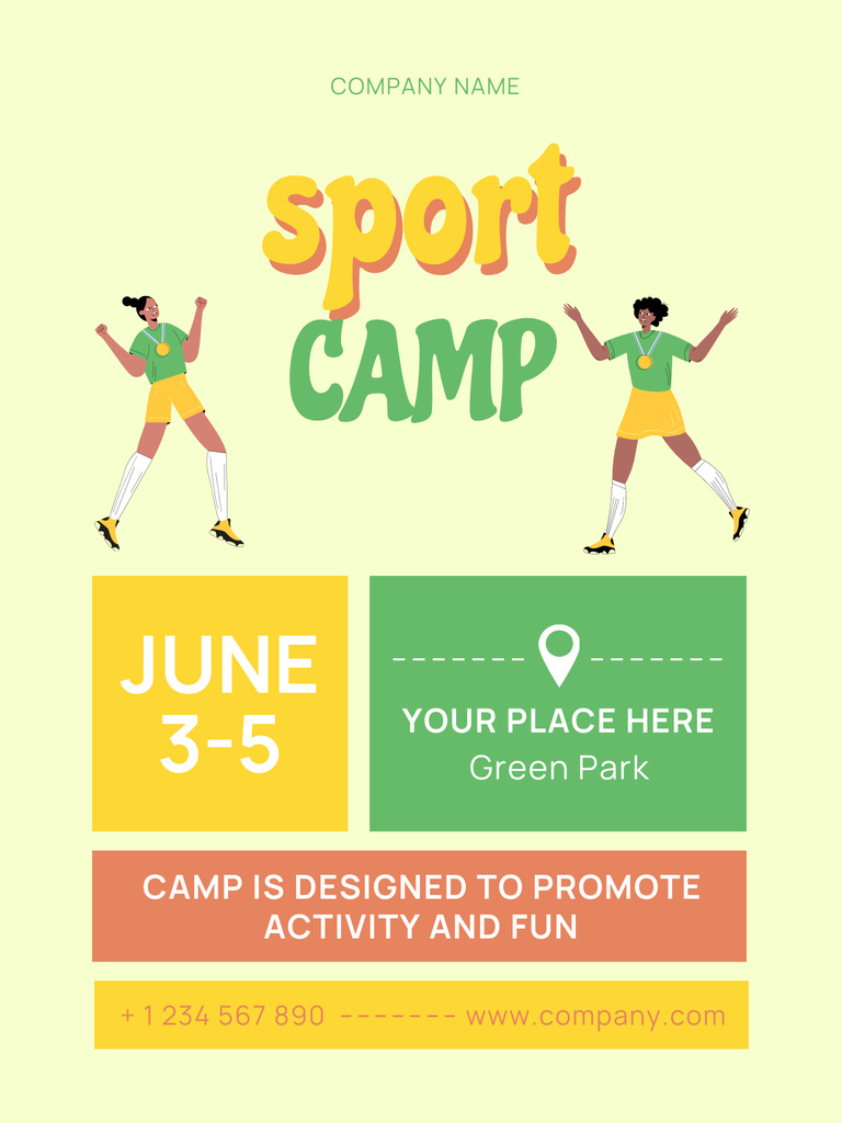 Sports Camp Announcement for Athletes Poster US Tasarım Şablonu
