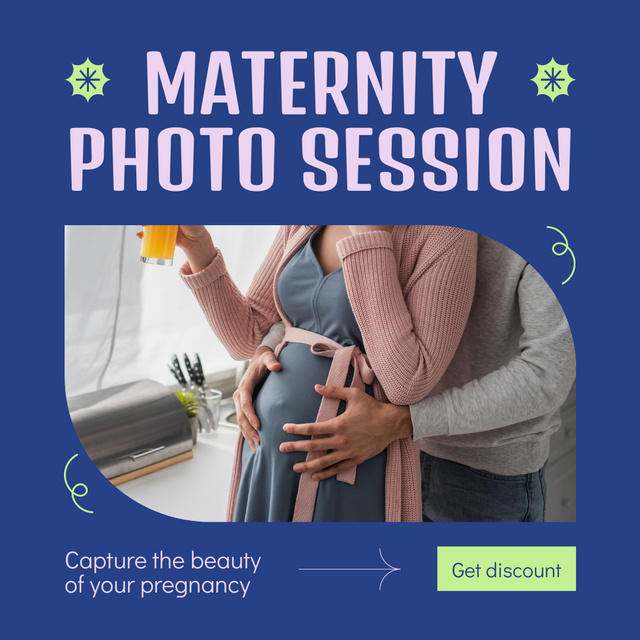 Pregnancy Photo Shoot to Preserve Happy Moments Instagram AD Design Template