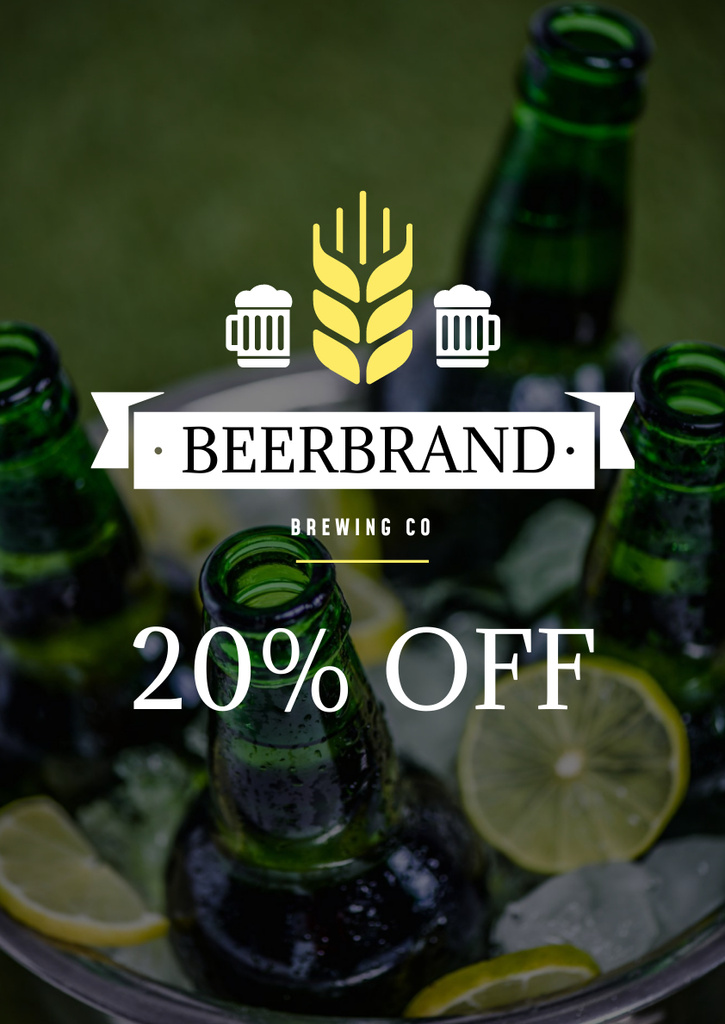 Brewing Company Ad with Glass Bottles of Beer Poster A3 Design Template